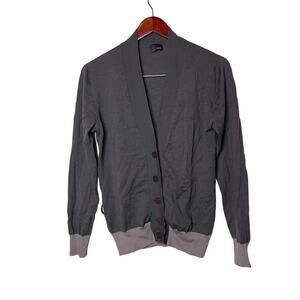 Fendi Long Sleeve V Neck Merino Wool Cardigan Sweater Gray IT 44 US 8